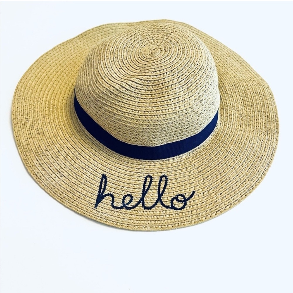 Carter's Summer Sun Hat with Navy Blue “Hello” Embroidery Baby Girls 0-9 Months - Picture 4 of 4